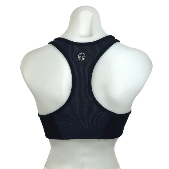 Tory Burch Tory Sport Black Scoop Neck Racerback Workout Sports Bra Size S - Picture 2 of 3